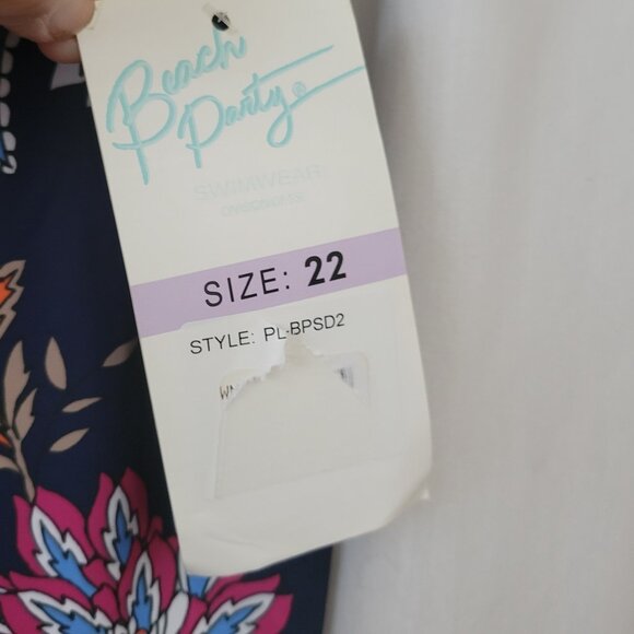 NWT Bathing Suit Beach Party Swimwear Size 22 Plus Floral One Piece adjustable - Picture 10 of 13
